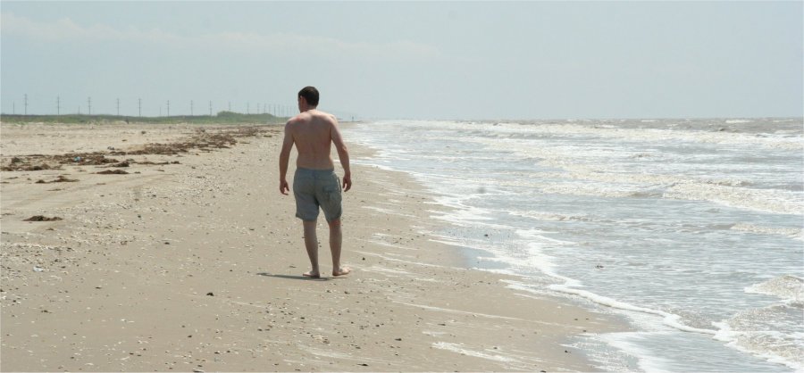 Huck sur la plage d'Holly Beach